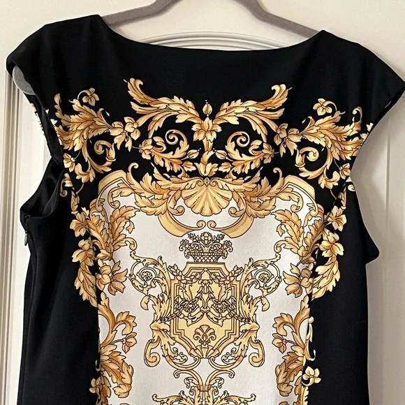 London Times Black & Gold Polyester Dress Women’s Size 14 - Picture 10 of 15